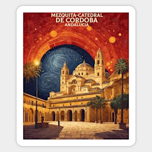 Mezquita of Cordoba Spain Starry Night Travel Tourism Retro Vintage Sticker